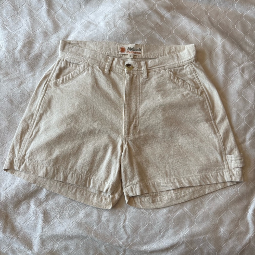 Relaxed Fit Cream Cotton Cargo Shorts Women’s Large